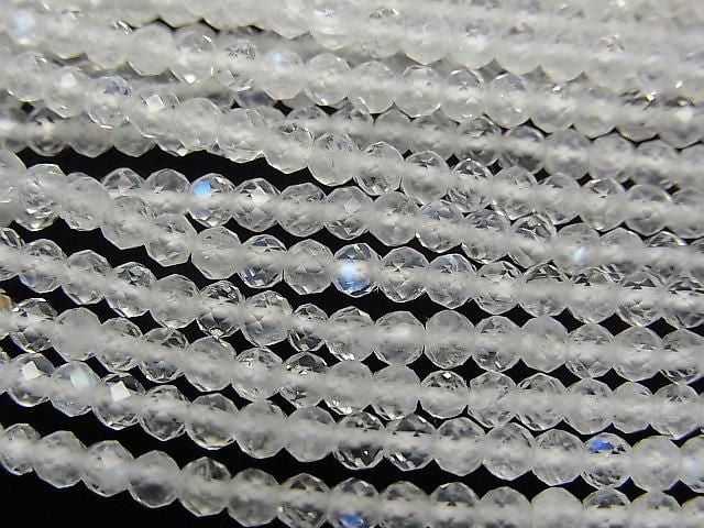 高品質!彩虹月光石 AAA 刻面圓珠 2mm 一串(約 15 英寸/38 公分)