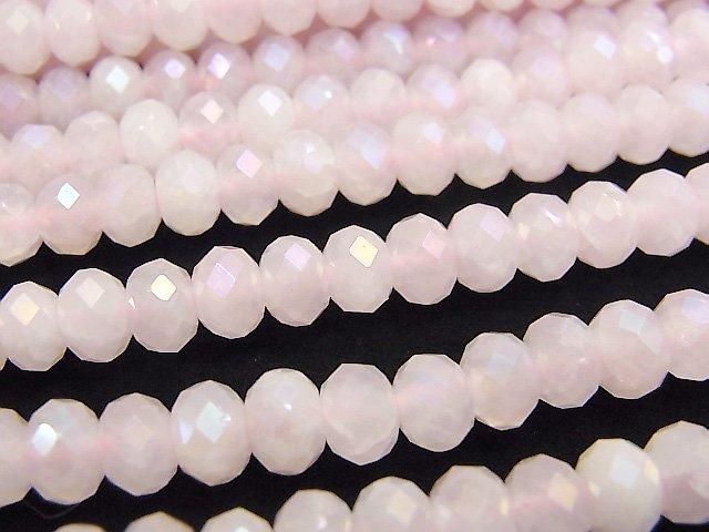高品質!閃光,玫瑰石英刻面鈕扣圓珠 6x6x4mm 半串或 1 串珠子 (約 15 英寸/36 公分)