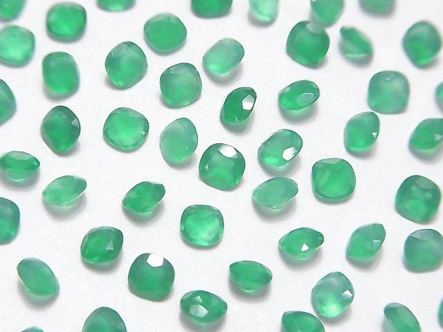 高品質綠瑪瑙 AAA 散裝寶石 方形刻面 4x4mm 10顆