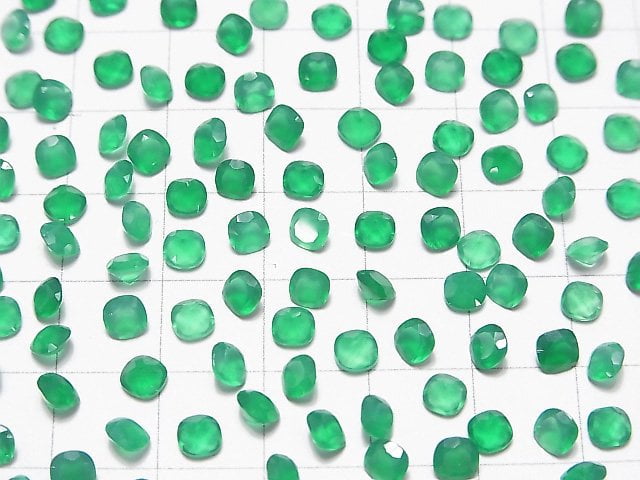 Hochwertig! Grüner Onyx AAA lose Steine quadratisch facettiert 4x4mm 10Stück