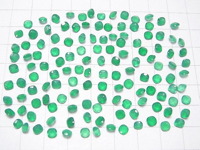 Hochwertig! Grüner Onyx AAA lose Steine quadratisch facettiert 4x4mm 10Stück