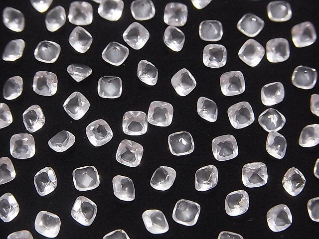 Hochwertig! Rosenquarz AAA lose Steine quadratisch facettiert 4x4mm 10Stück