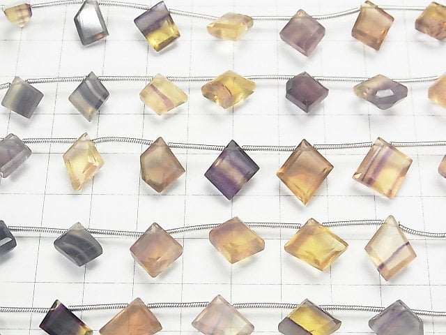Multicolor Fluorite AAA Fancy Shape Cut 1strand beads (9pcs)