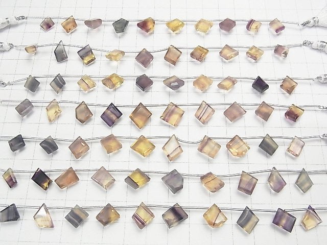 Multicolor Fluorite AAA Fancy Shape Cut 1strand beads (9pcs)