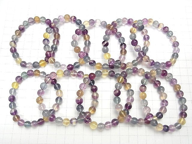 Multicolor Fluorite AA++ Round 8mm Bracelet