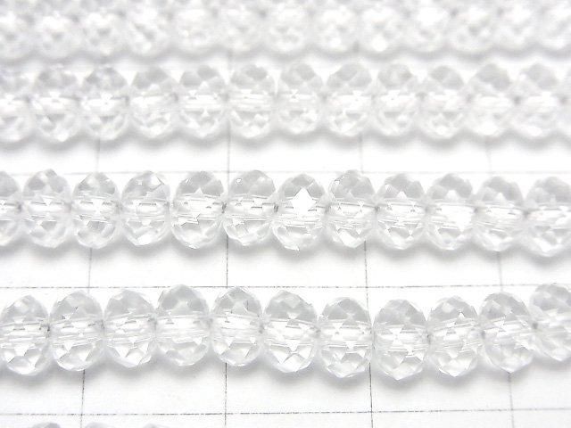 高品質!水晶(合成石英)AAA 刻面鈕扣圓珠 6x6x4mm 半串或一串珠子(約 15 英寸/37 公分)