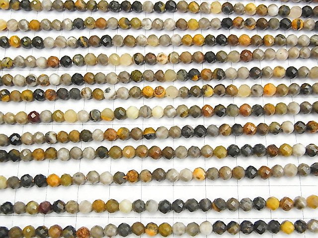 Hochwertig! Bumblebee-Jaspis facettierte runde 4mm 1Strang Perlen (ca. 15 Zoll / 36 cm)