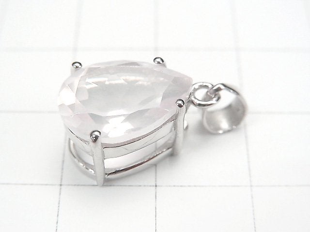 Hochwertiger Rosenquarz AAA Birnenform facettierter Anhänger 14x10mm Silber925