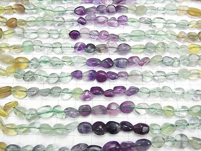 Multicolor Fluorite AA++ Nugget Color Gradation 1strand beads (aprx.15inch/37cm)
