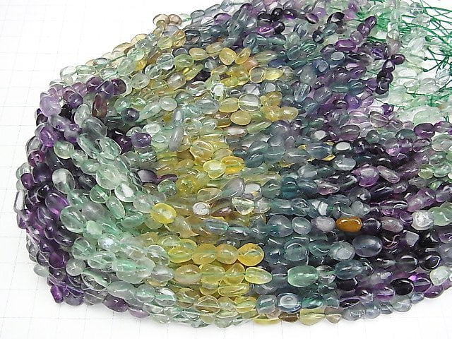Multicolor Fluorite AA++ Nugget Color Gradation 1strand beads (aprx.15inch/37cm)