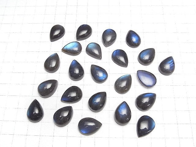 Hochwertiger schwarzer Labradorit AAA- Tropfenform Cabochon 18x13mm 1Stück