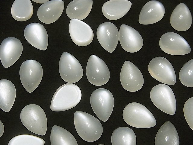 Weißer Mondstein AAA Tropfenform Cabochon 12x8mm 3Stücke