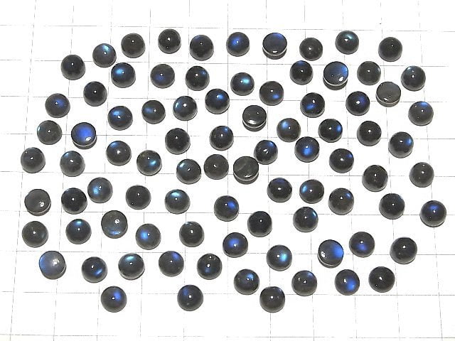 Hohe Qualität Schwarzer Labradorit AAA- Rund Cabochon 6x6mm 5Stücke