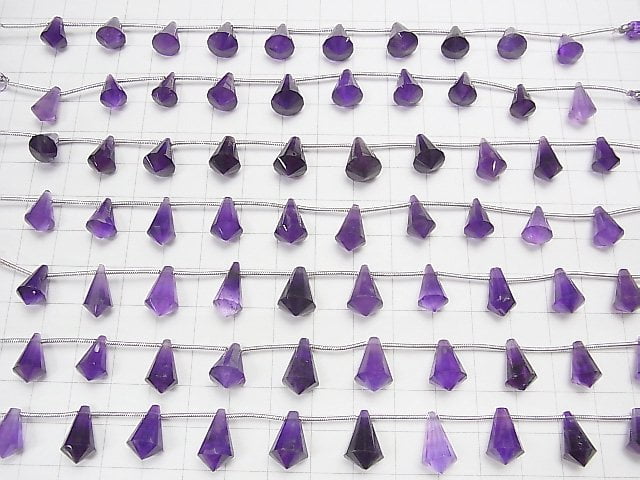 Hochwertiger Amethyst AAA- Deformation Tropfen facettierte Briolette 1Strang Perlen (9 Stück)