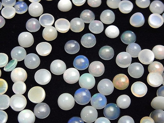 Hochwertiger Äthiopischer Opal AA+ Rund Cabochon 5x5mm 5 Stück