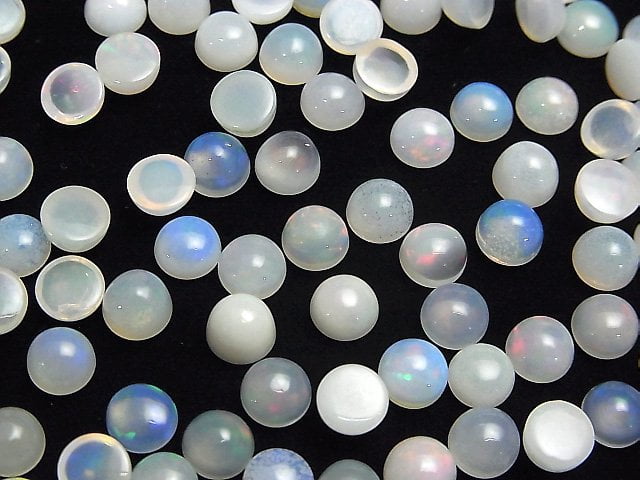 Hochwertiger Äthiopischer Opal AA+ Rund Cabochon 6x6mm 3 Stück