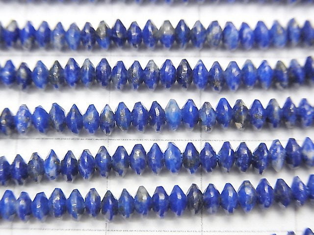 高品質!青金石 AA++ 算盤切面 3x3x1.5毫米 一串珠子 (約15英吋 / 37公分)
