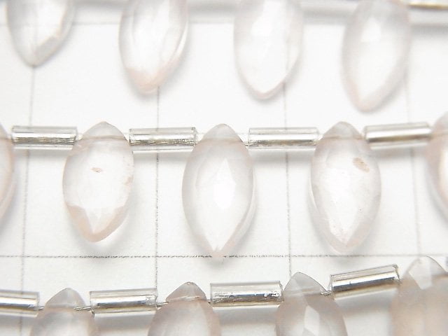 優質玫瑰石英 AA++ 欖尖形刻面水滴珠 1串 (約5英吋 / 13公分)