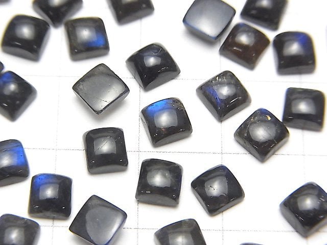 優質黑拉長石 AAA 級 - 方形素面 5x5mm 10顆