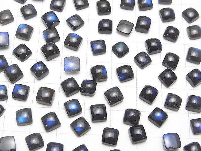 High Quality Black Labradorite AAA- Square Cabochon 6x6mm 5pcs
