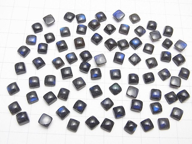 High Quality Black Labradorite AAA- Square Cabochon 6x6mm 5pcs