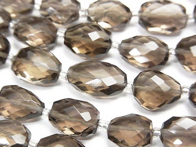 高品質煙水晶 AAA 刻面原石 1串珠 (約7英吋/18公分)