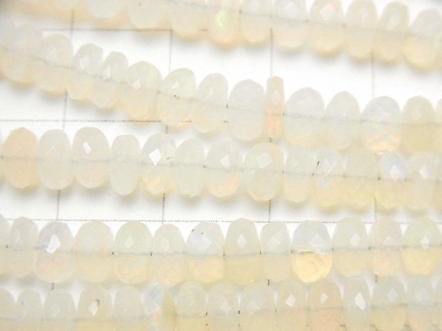 衣索比亞蛋白石 AA++ 刻面鈕扣圓珠 1串珠子 (約15英吋/38公分)