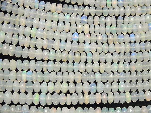 Äthiopischer Opal AA++ facettierte Knopf-Rondelle 1Strang Perlen (ca. 15 Zoll / 38 cm)