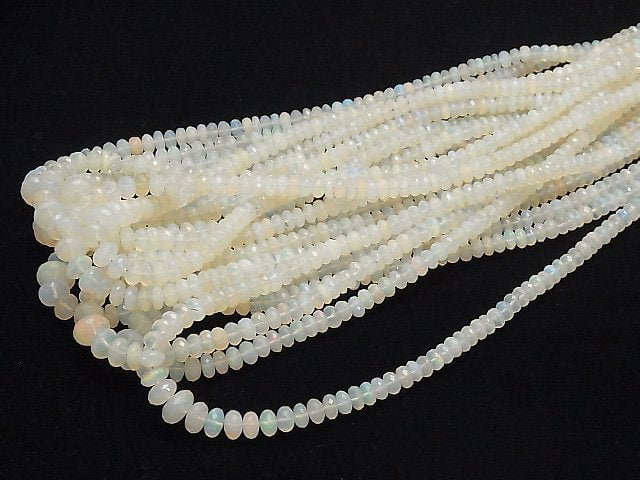 Äthiopischer Opal AA++ facettierte Knopf-Rondelle 1Strang Perlen (ca. 15 Zoll / 38 cm)