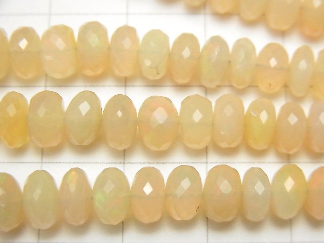 衣索比亞蛋白石 AA++ 刻面圓鈕形珠子 1串 (約15英吋 / 38公分)