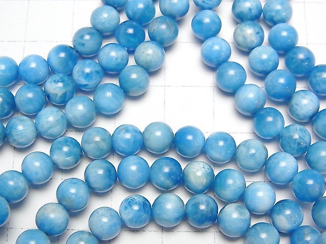Madagaskar Blauer Apatit AA+ Rund 6mm Armband