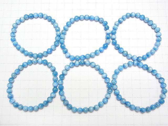 Madagaskar Blauer Apatit AA+ Rund 6mm Armband