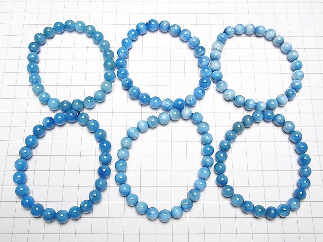 Madagaskar Blauer Apatit AA+ Rund 8mm Armband