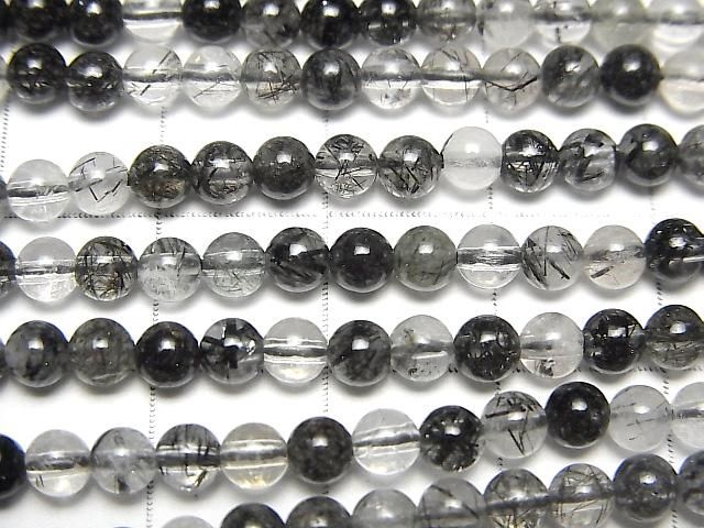 Tourmaline Quartz AA++ Rond 4 mm 1 fil de perles (environ 15 pouces/37 cm)