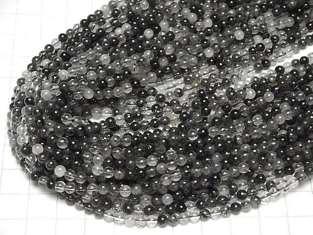 Tourmaline Quartz AA++ Rond 4 mm 1 fil de perles (environ 15 pouces/37 cm)