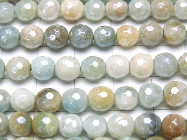 亞馬遜石 AA+ 128刻面圓珠 6mm 包膜 串珠(約15英吋/36公分長)