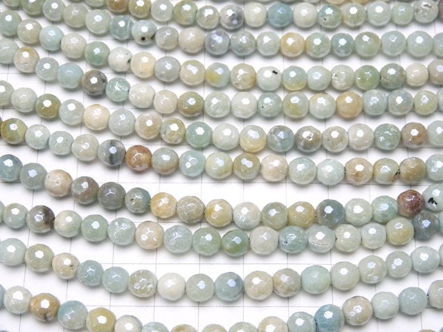 Mix Amazonit AA+ 128 facettierte Runde 6mm beschichtet 1Strang Perlen (ca. 15 Zoll / 36 cm)