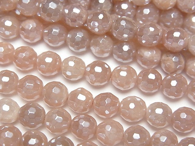 橙色月光石 AA++ 128切面圓珠 6mm 鍍層 1串珠子 (約15英寸/36公分)