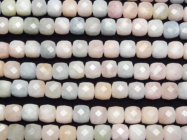 Hochwertig! Berylmix (Multicolor Aquamarin) AA Würfelform 8x8x8mm halb oder 1Strang Perlen (ca. 15 Zoll / 37 cm)
