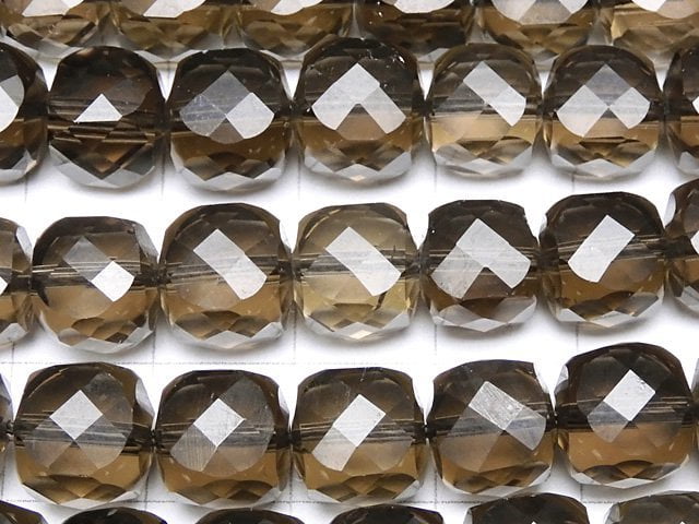 高品質!茶晶 AAA 級 - 立方體形狀 8x8x8mm 半串或 1 串珠子 (約15英吋 / 37公分)