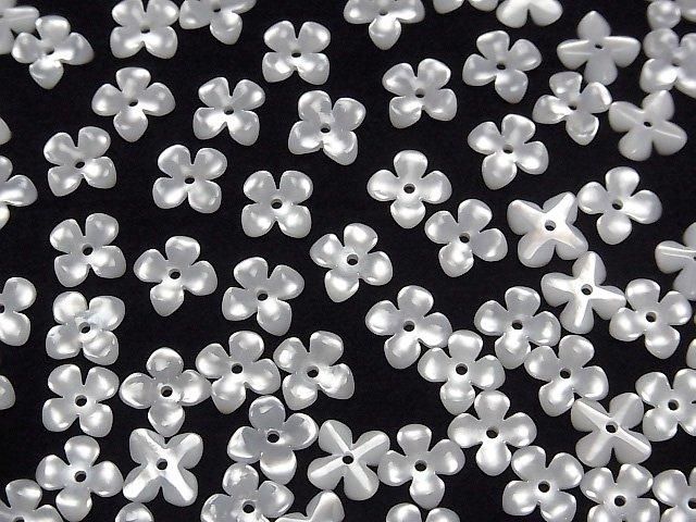Coque blanche de haute qualité (huître à lèvre argentée) AAA Fleur (4 fleurs) Trou central de 8 mm 4 pièces