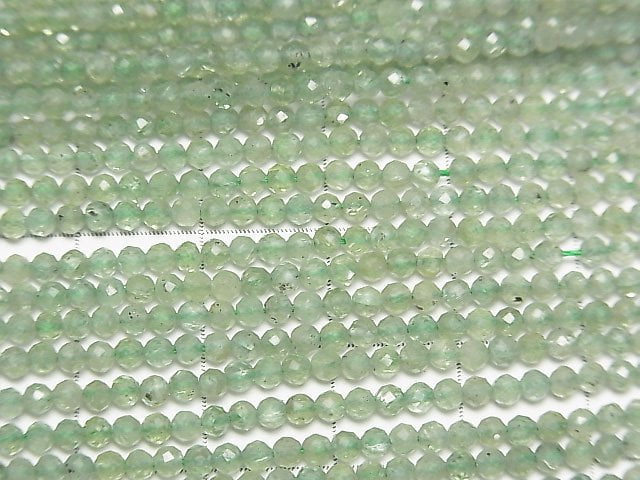 高品質!綠色藍晶石 AAA - 刻面圓珠 2.5mm 一串珠(約 15 英吋 / 37 公分)