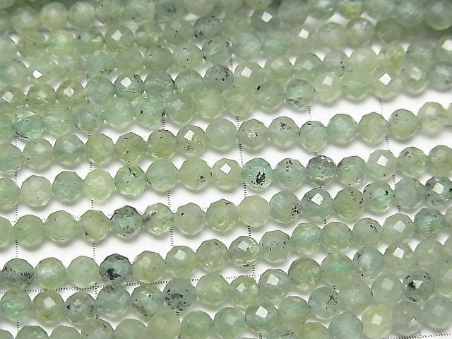 高品質!綠色藍晶石 AAA- 切面圓珠 4mm 1串 (約15英吋 / 37公分)