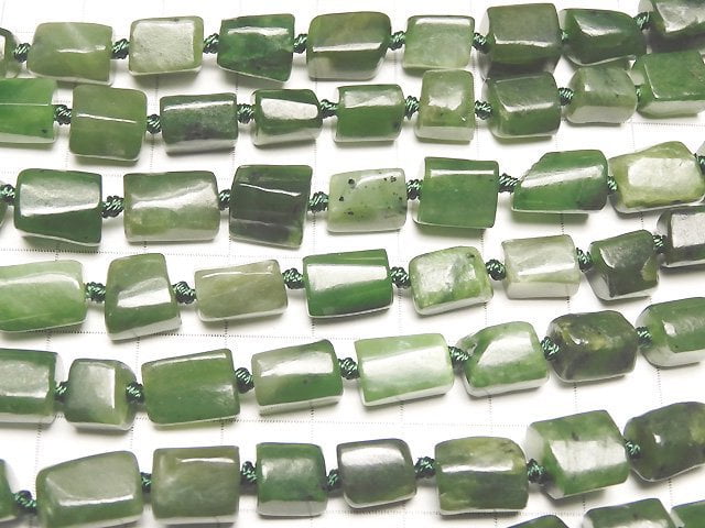 Nephrit-Jade AA Rohrohr - facettierte Nugget halb oder 1strang Perlen (ca. 15 Zoll / 38 cm)