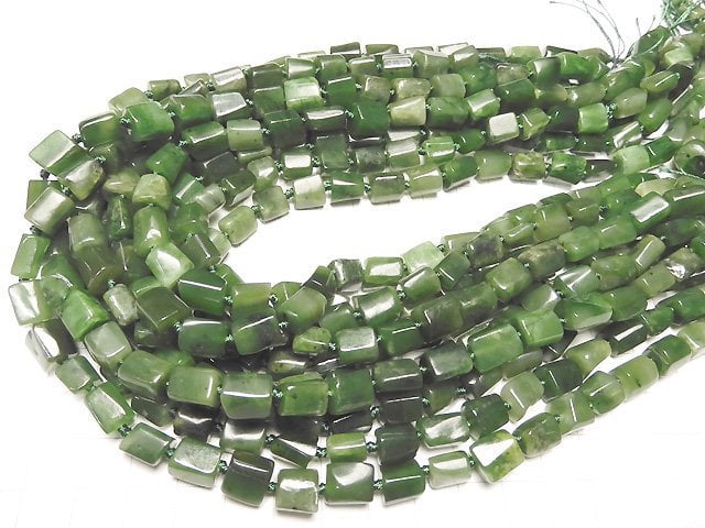 Nephrit-Jade AA Rohrohr - facettierte Nugget halb oder 1strang Perlen (ca. 15 Zoll / 38 cm)