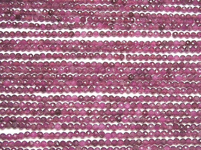 Hochwertig! Rubin AA+ facettierter Rund 3mm 1Strang Perlen (ca. 15 Zoll / 37 cm)