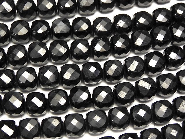 Hochwertig! Schwarzer Turmalin AA++ Würfelform 8x8x8mm halbe oder 1Strang Perlen (ca. 15 Zoll / 36 cm)