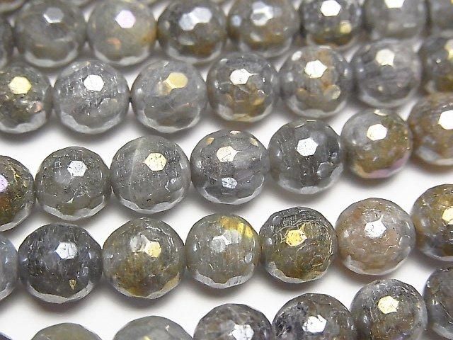 Labradorite AA+ 128Ronde Facettée 8mm avec revêtement perles 1fil (environ 15inch / 36cm)