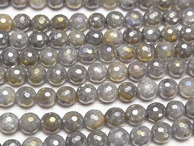 Labradorite AA+ 128Ronde Facettée 8mm avec revêtement perles 1fil (environ 15inch / 36cm)