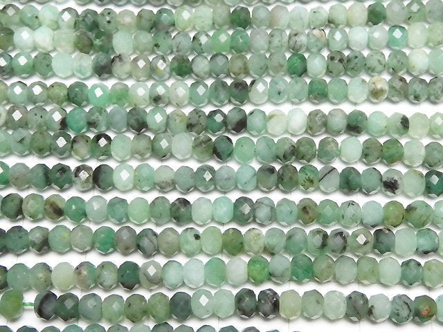 Hochwertig! Brasilianischer Smaragd AA++ Facettierte Knopf-Rondelle 4x4x3mm halbe oder 1Strang Perlen (ca. 12 Zoll / 30 cm)